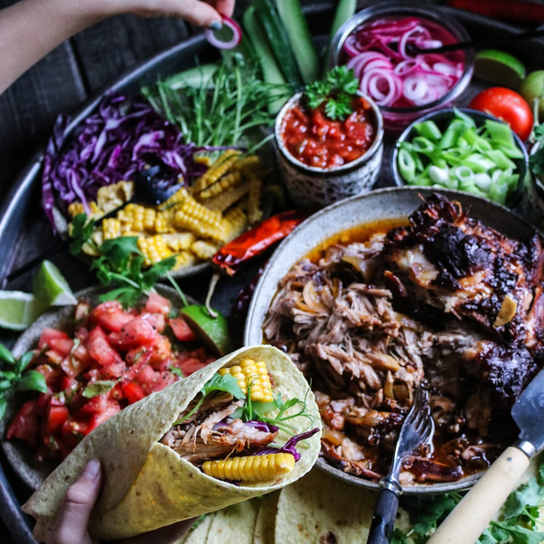 Pulled pork med taco tillbehör