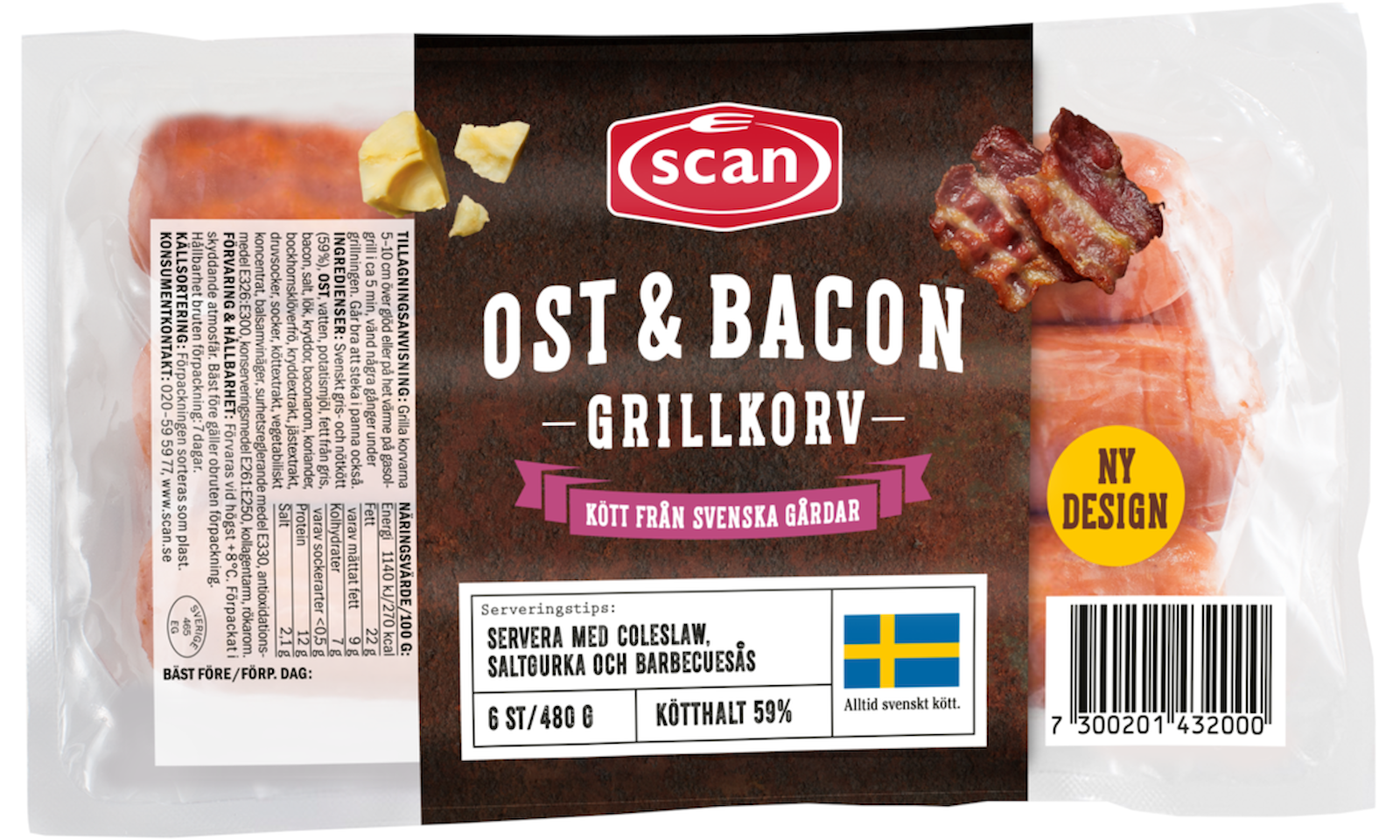 606156 GRILLKORV OST BACON 480G OVAN