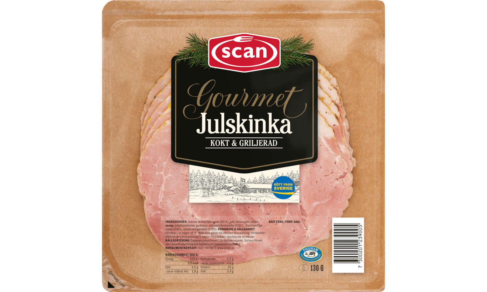 681237 Scan Gourmet Julskinka Skivad 130gx6 v3