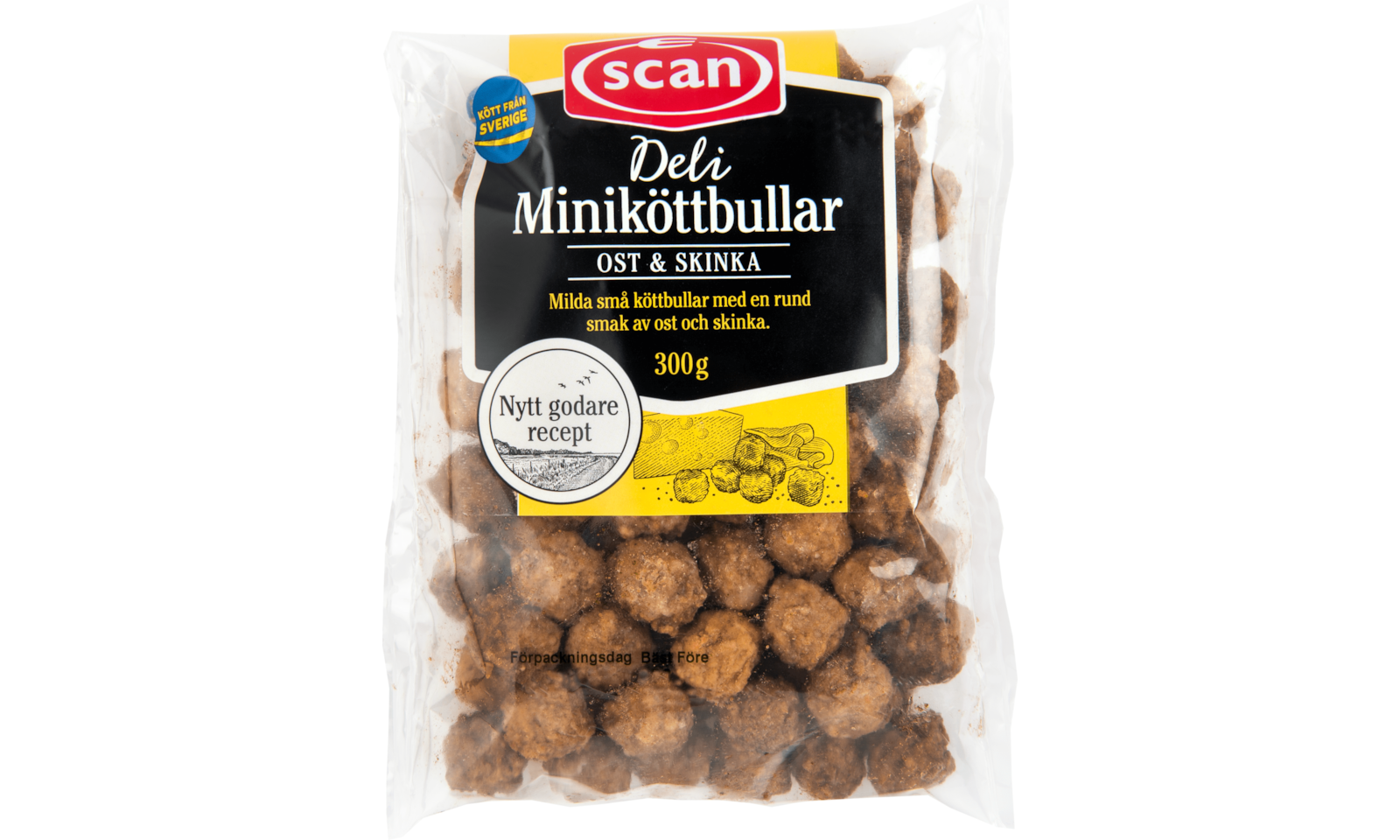 704957 Scan MINIKÖTTBULLAR OST&SKINKA 300G Ovan